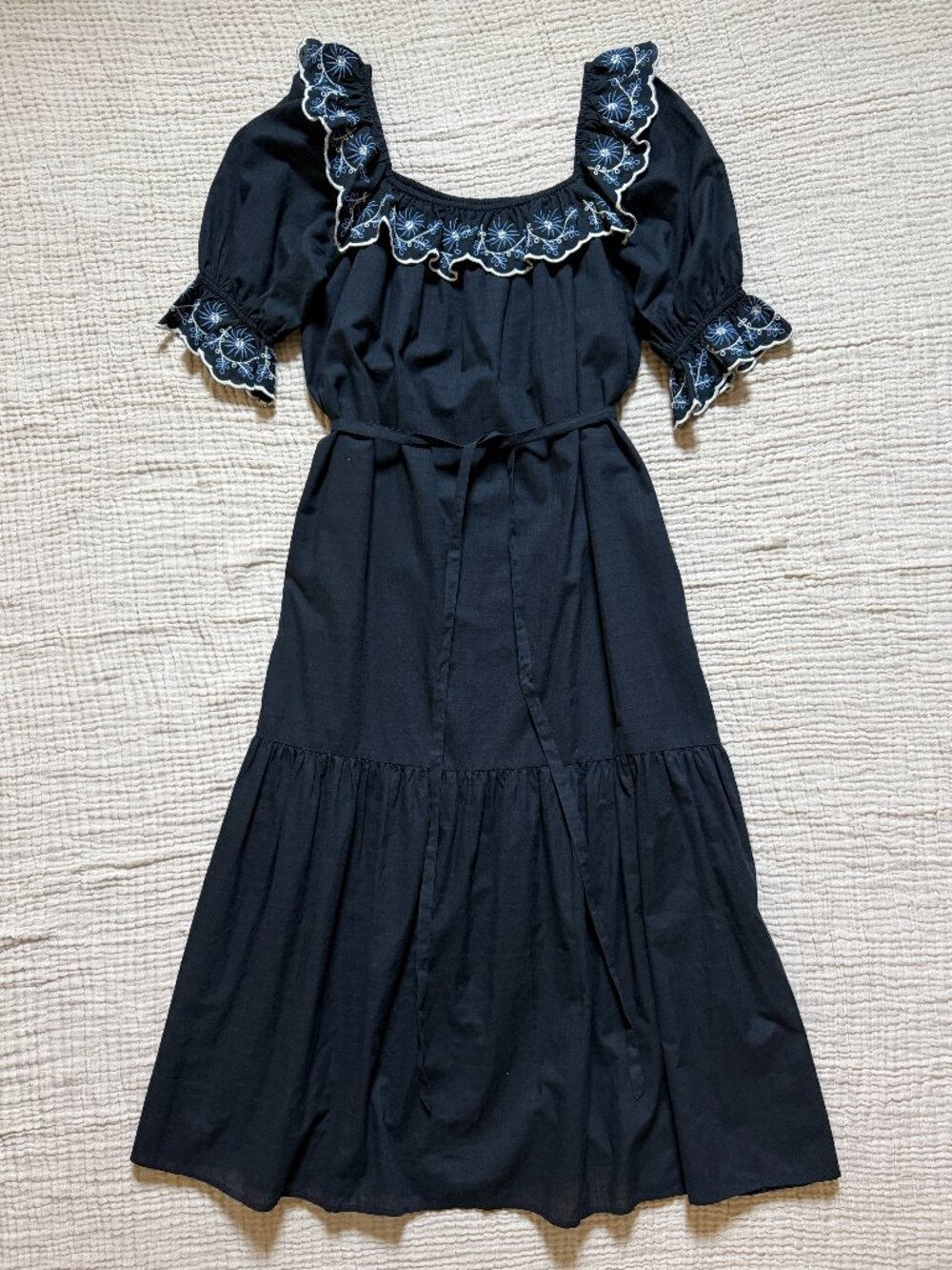 Christy Dawn Maggie Voile Midnight Dress Boho Prairie Peasant Black Size Medium
